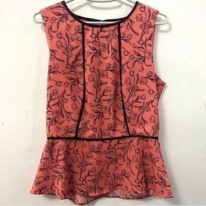 Ice Cream Floral Pattern Sleeveless Peplum Top